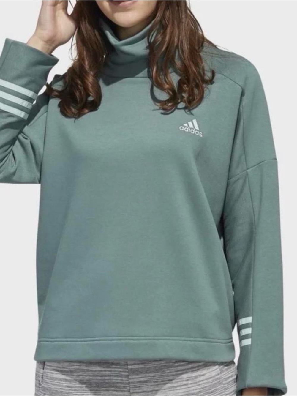 Adidas Essentials Comfort Funnel Neck Sweatshirt in Tech Emerald Green